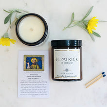 Load image into Gallery viewer, St Patrick candle, memorial, catholic, soy wax, RITA PALMA