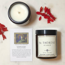 Load image into Gallery viewer, St Therese candle, catholic, holy communion, RITA PALMA
