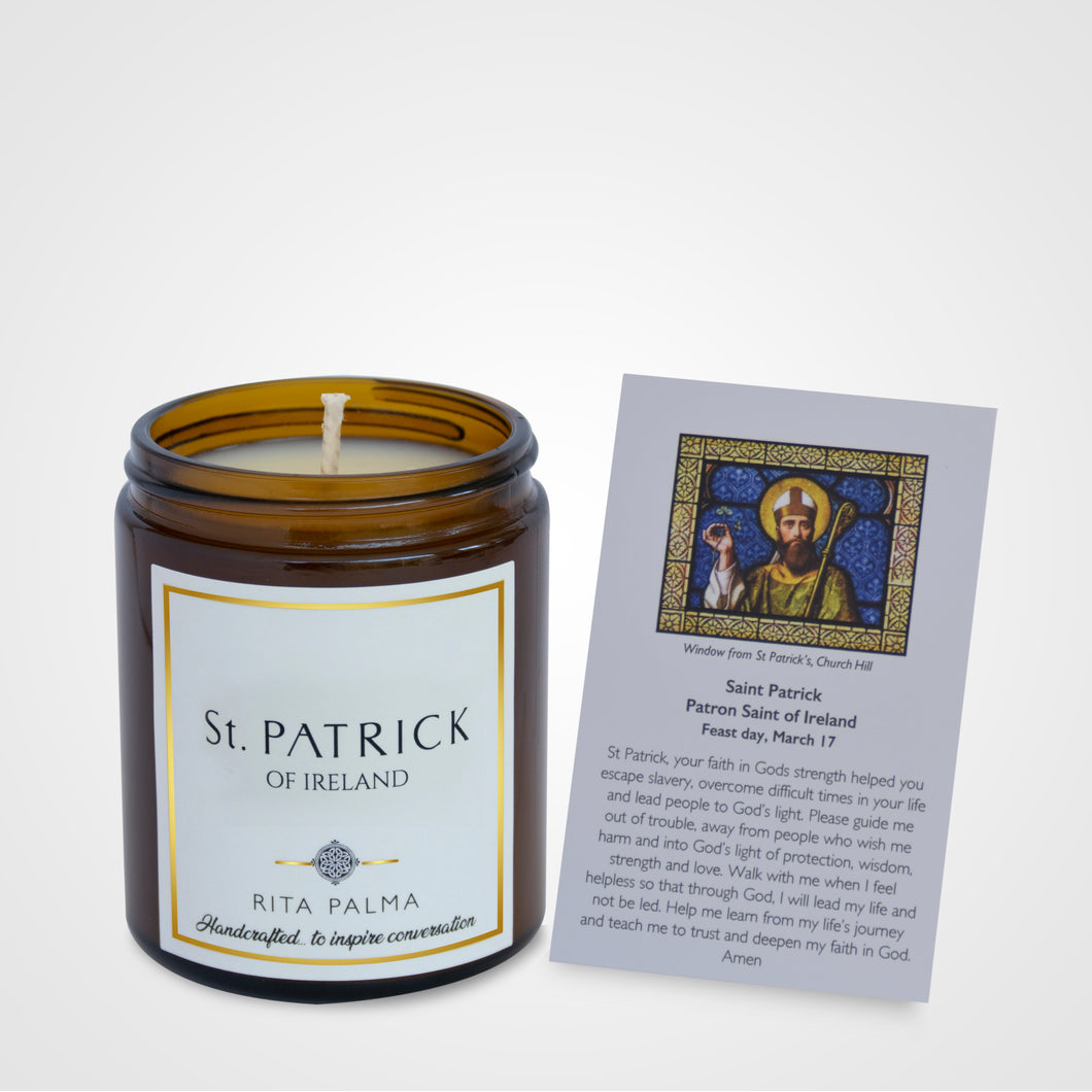 St Patrick candle, mens gift, confirmation gift, Rita Palma